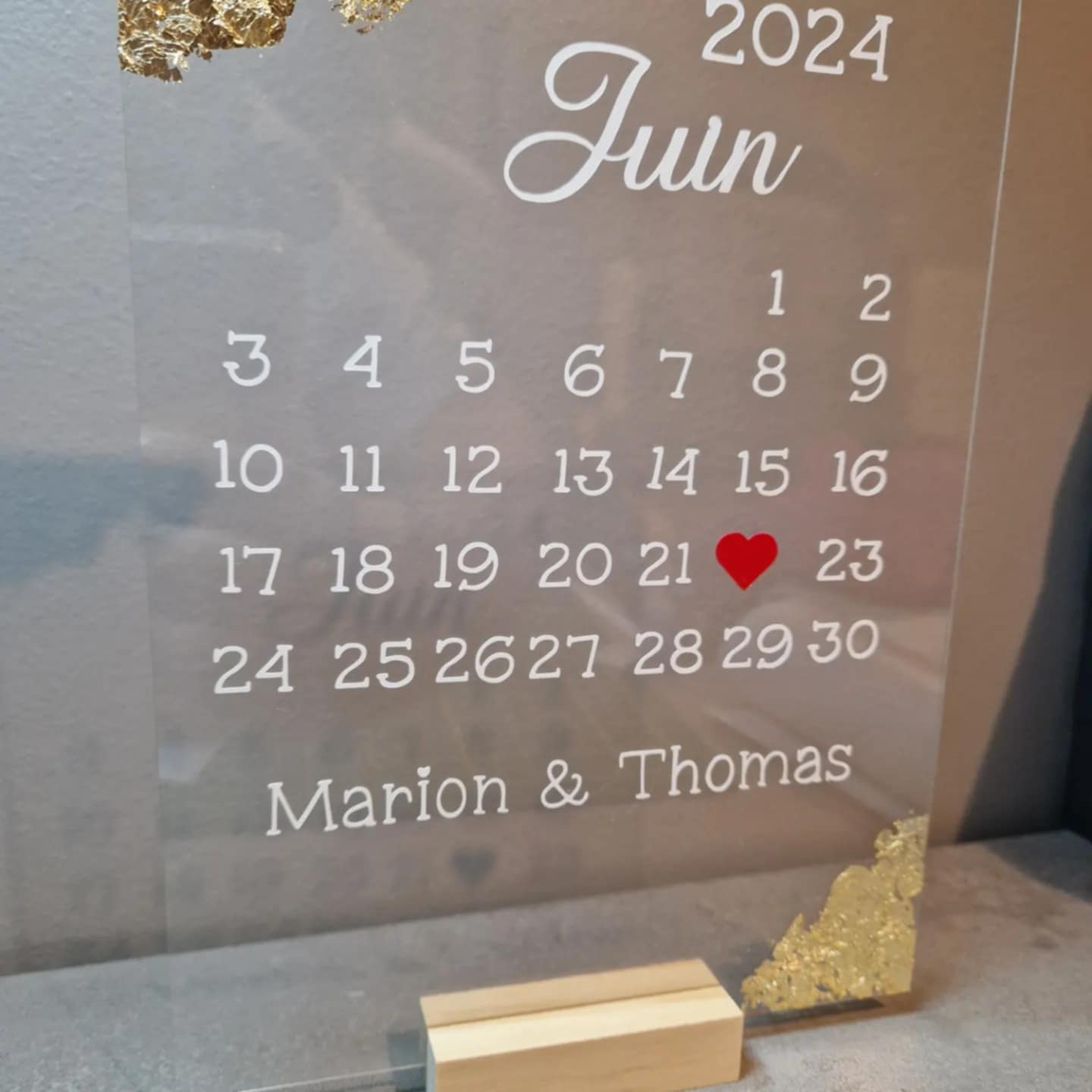 Plaque vitrée " Dates cœur "