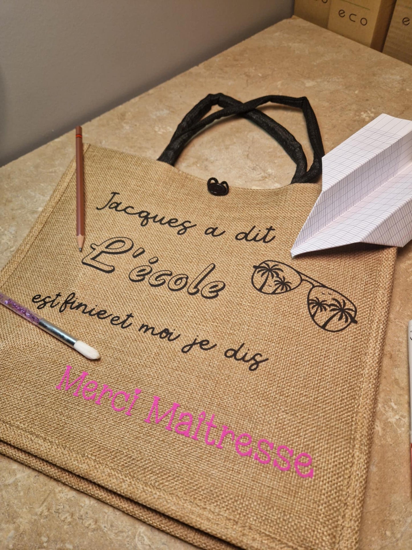 Sac en jute "Jacques a dit : Merci !"