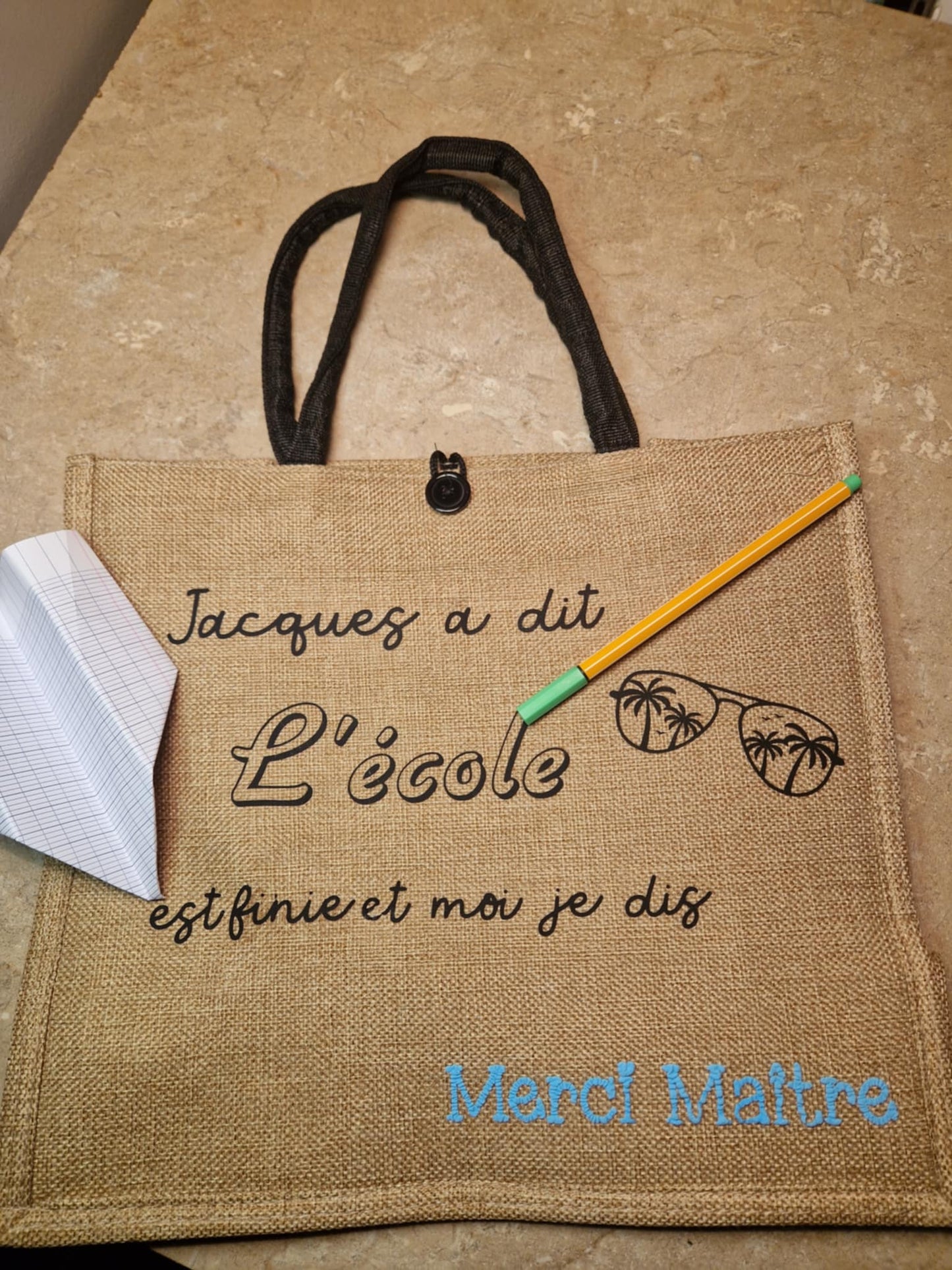 Sac en jute "Jacques a dit : Merci !"