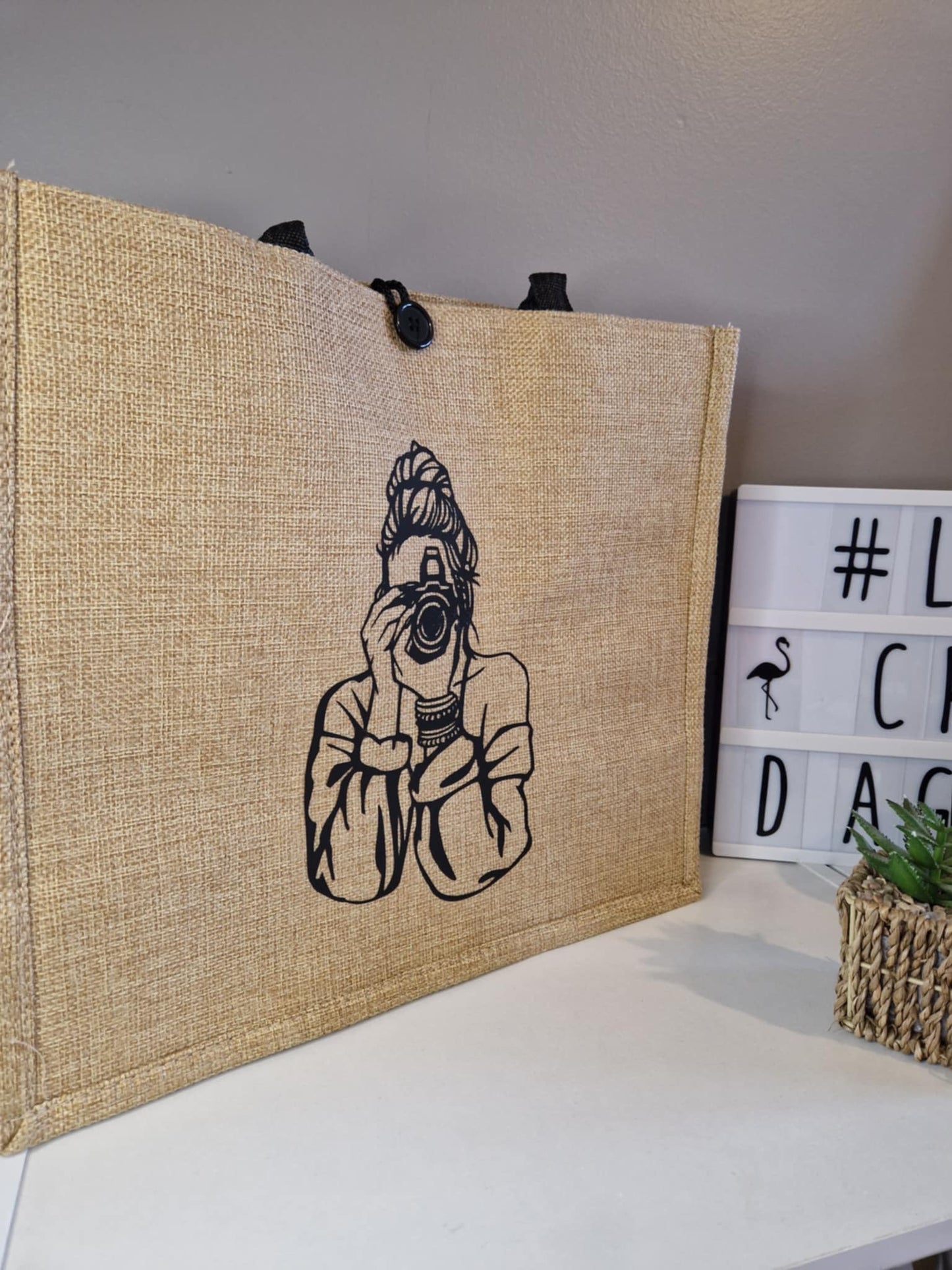 Sac en jute « la photographe »