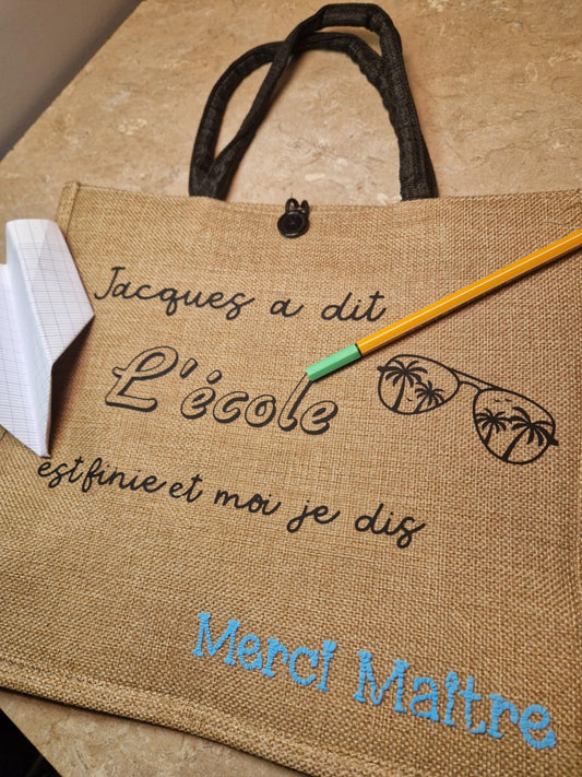Sac en jute  "Jacques a dit : Merci !"