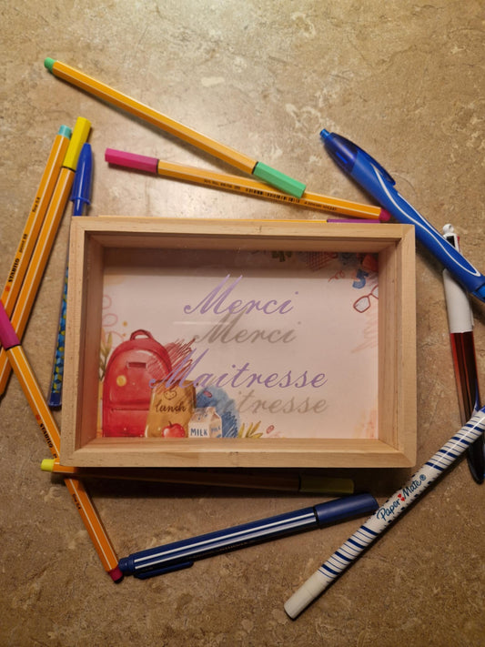 🖼️ Cadre en bois personnalisé – "Merci Maître / Maîtresse / ATSEM / Nounou" 🌟