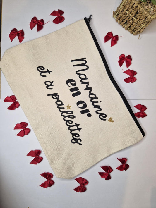 Trousse de toilette " Marraine en or "